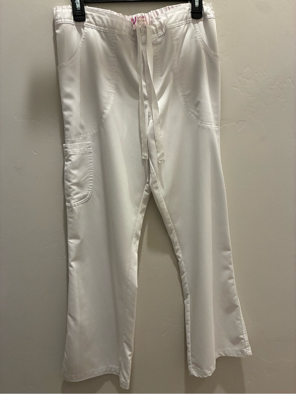 Urbane White Drawstring Scrub Pants